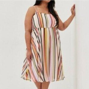 NWT Torrid Midi Chiffon Pleated Dress - Multi-Stripe - Size 2X (18-20)